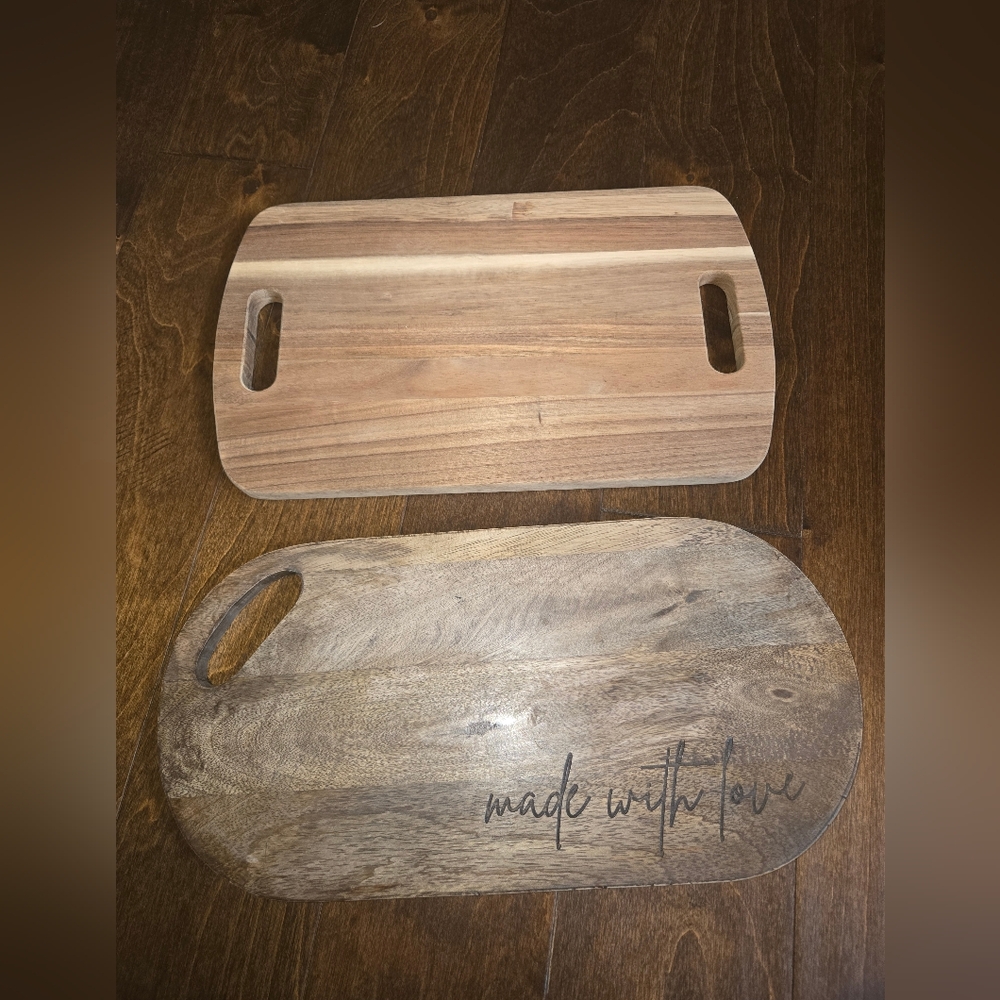 Set If 2 Wooden Cutting Charcuterie Boards Set "Made With Love"
